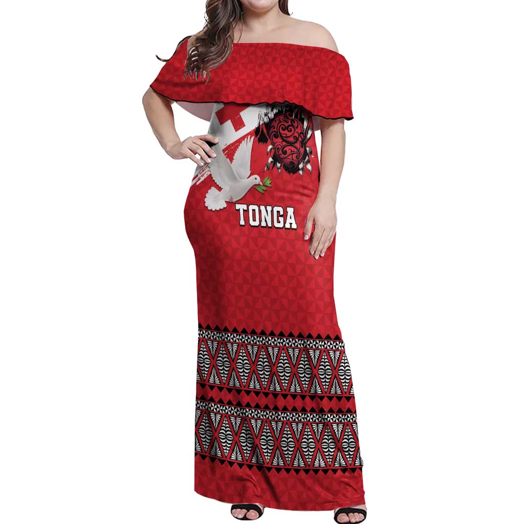Tonga Heart Tribal Personalised Off Shoulder Maxi Dress Polynesian Patterns