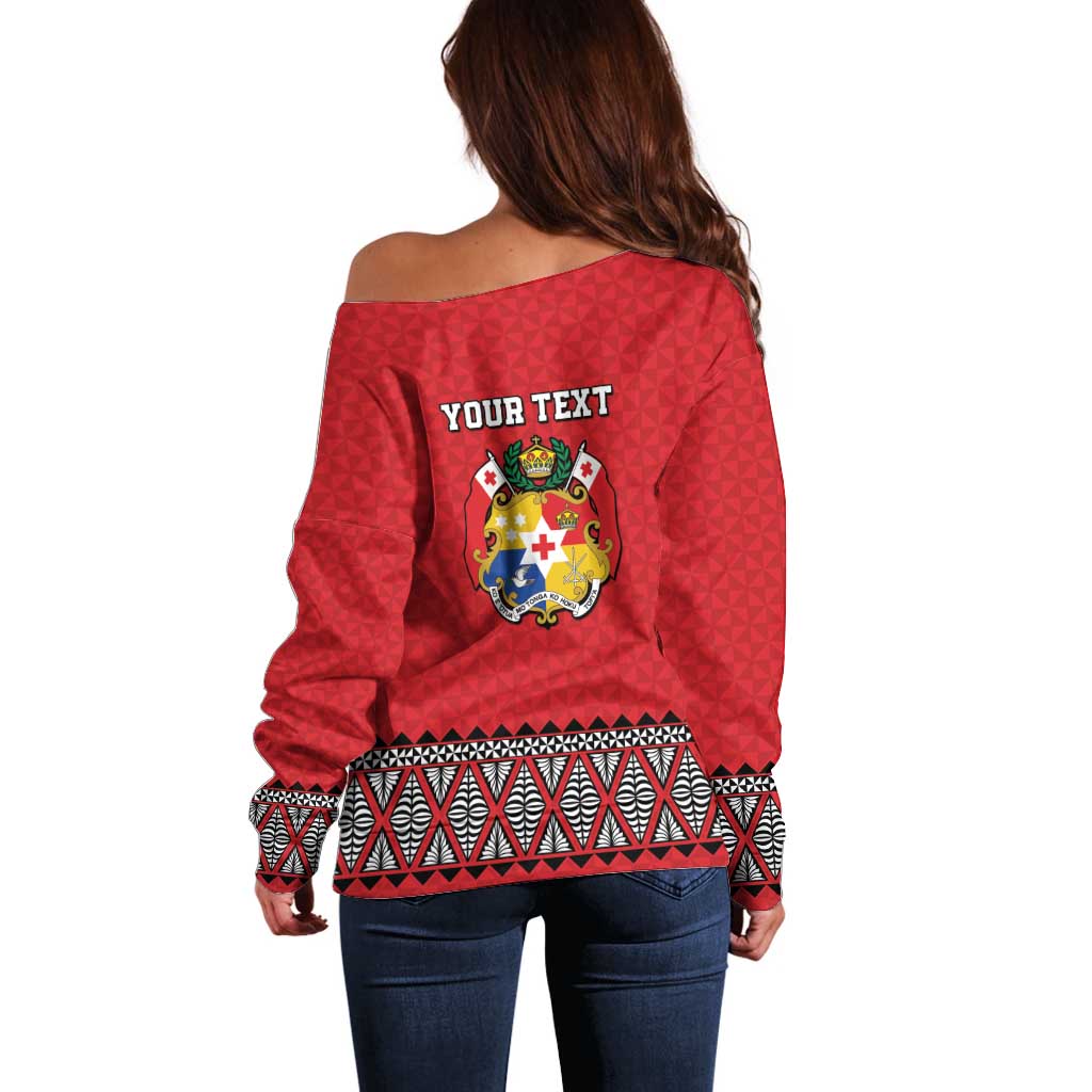 Tonga Heart Tribal Personalised Off Shoulder Sweater Polynesian Patterns