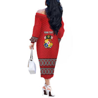 Tonga Heart Tribal Personalised Off The Shoulder Long Sleeve Dress Polynesian Patterns