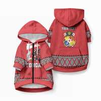 Tonga Heart Tribal Personalised Pet Hoodie Polynesian Patterns LT9 Zip-up Red - Polynesian Pride