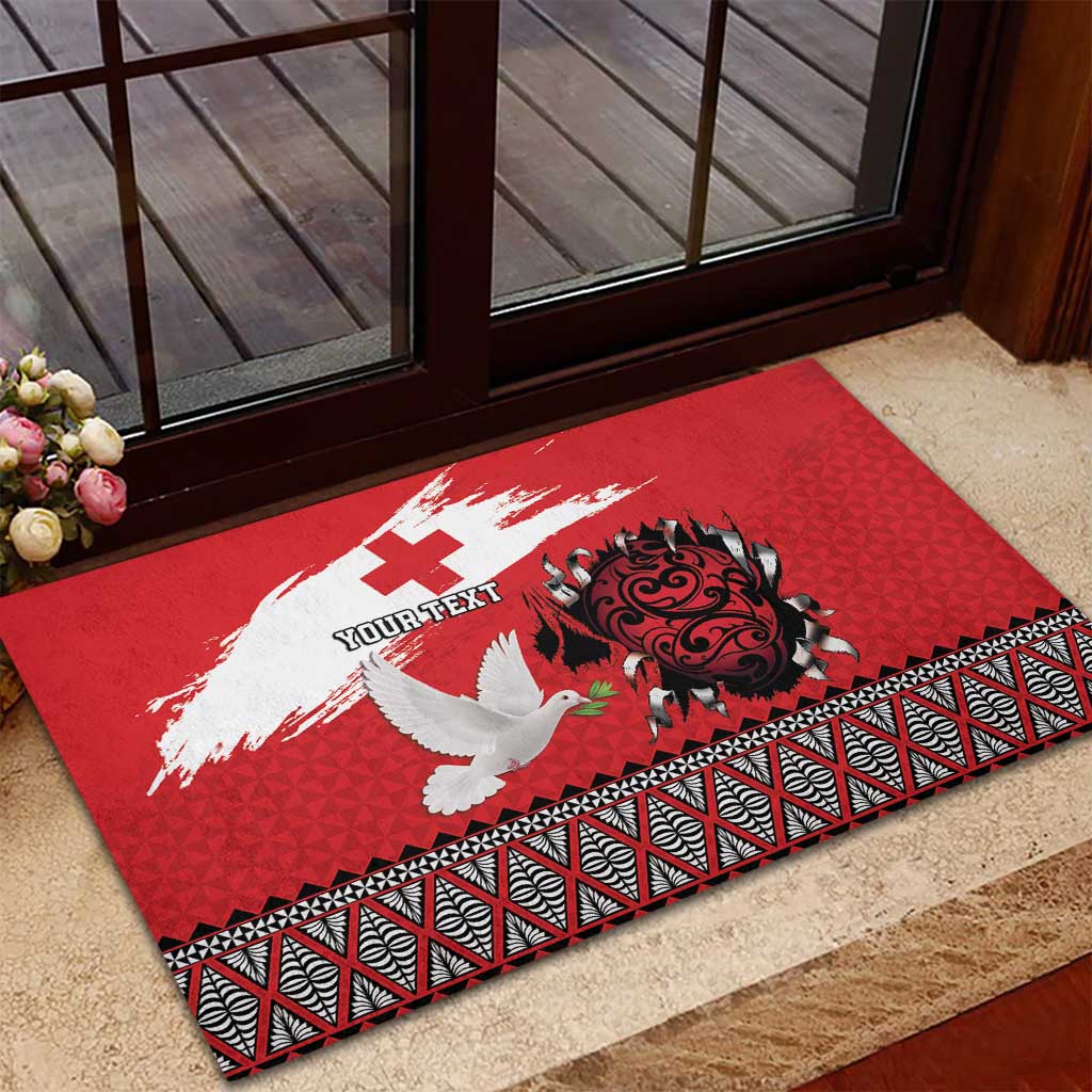 Tonga Heart Tribal Personalised Rubber Doormat Polynesian Patterns