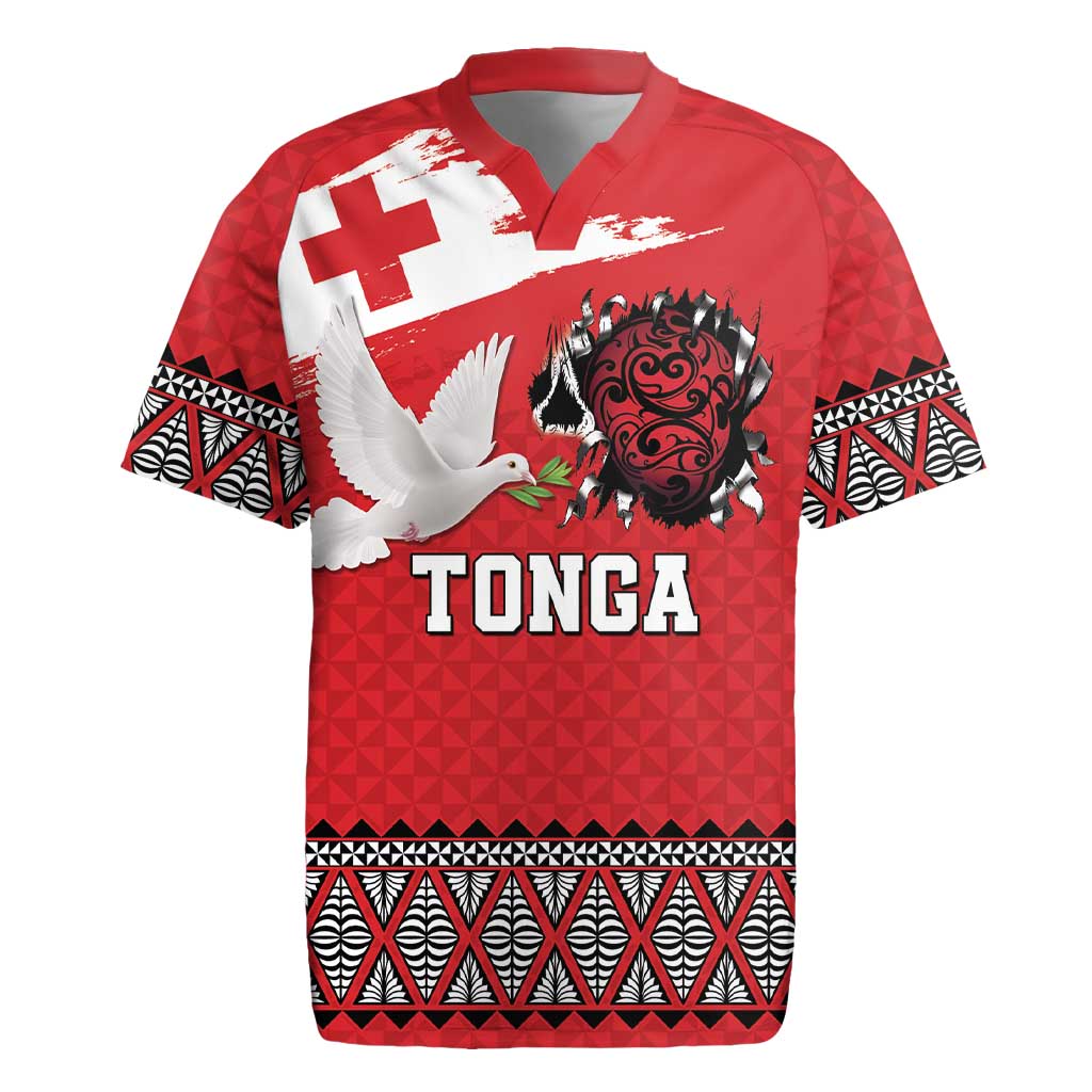 Tonga Heart Tribal Personalised Rugby Jersey Polynesian Patterns