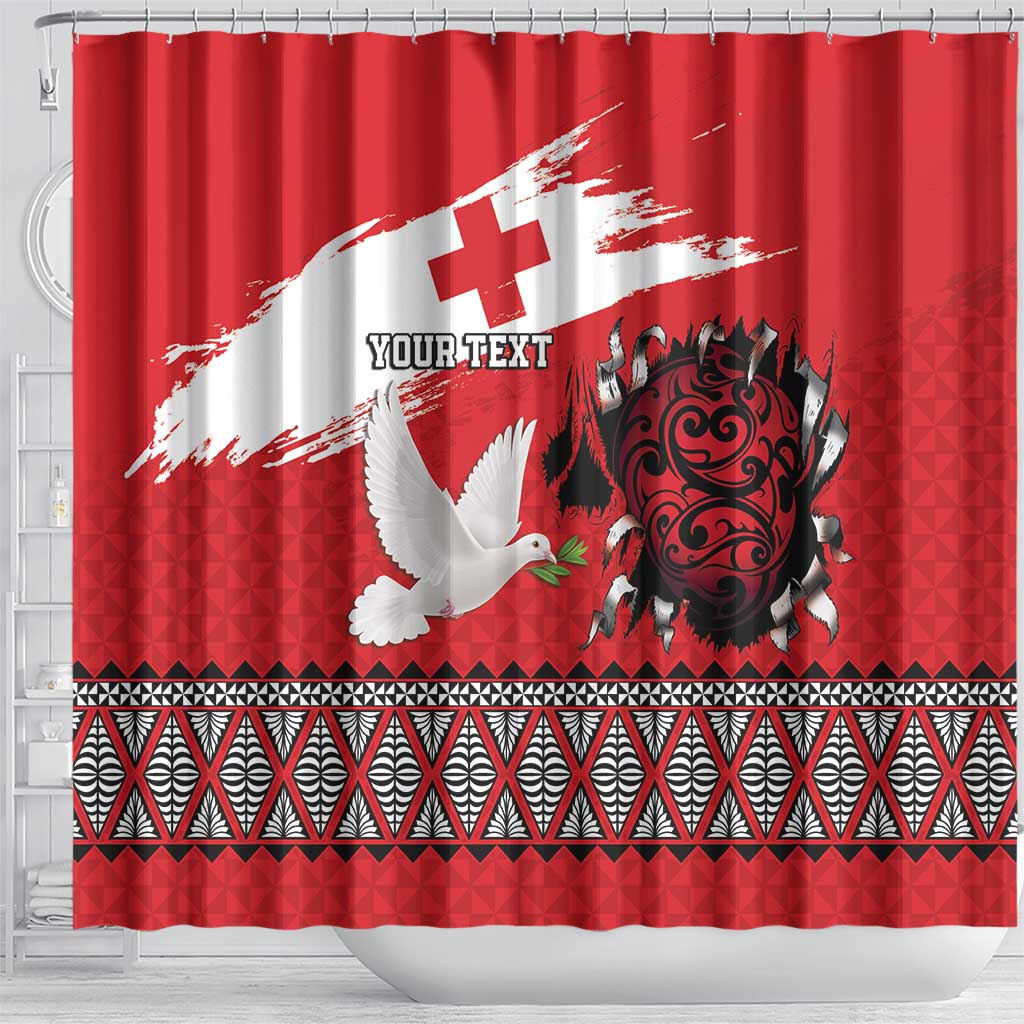 Tonga Heart Tribal Personalised Shower Curtain Polynesian Patterns