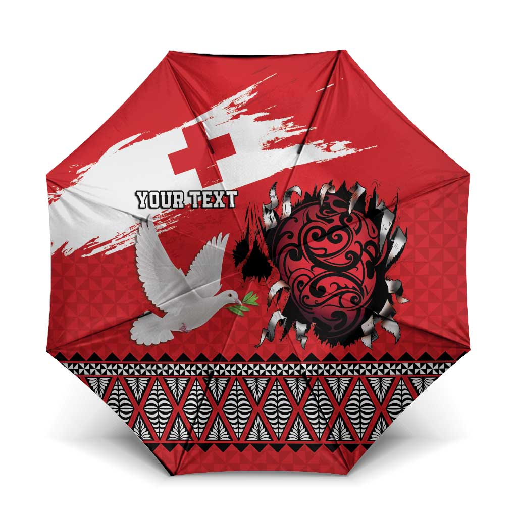 Tonga Heart Tribal Personalised Umbrella Polynesian Patterns LT9 One Size Folded 11.42 inch Opened Diameter 37.4 inch Red - Polynesian Pride