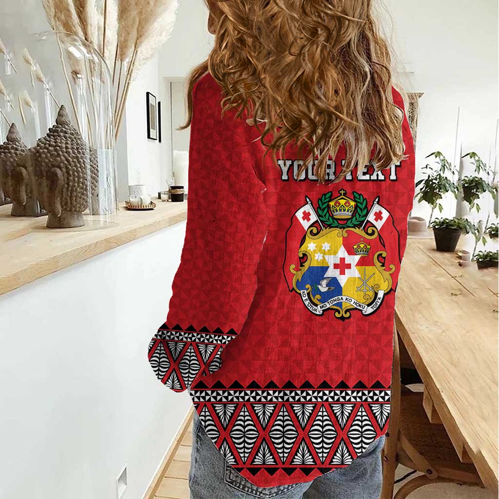 Tonga Heart Tribal Personalised Women Casual Shirt Polynesian Patterns