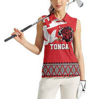 Tonga Heart Tribal Personalised Women Sleeveless Polo Shirt Polynesian Patterns