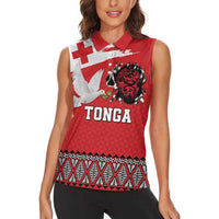 Tonga Heart Tribal Personalised Women Sleeveless Polo Shirt Polynesian Patterns
