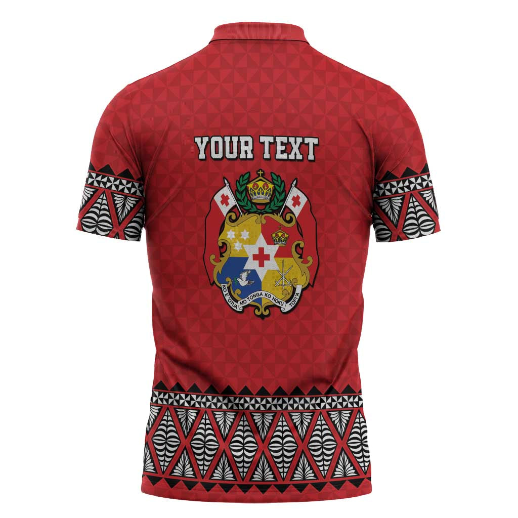 Tonga Heart Tribal Personalised Zipper Polo Shirt Polynesian Patterns