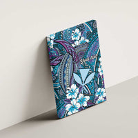 Personalised Hawaii Tribal Humpback Whale Canvas Wall Art Polu Hibiscus Seamless Pattern