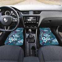 Personalised Hawaii Tribal Humpback Whale Car Mats Polu Hibiscus Seamless Pattern
