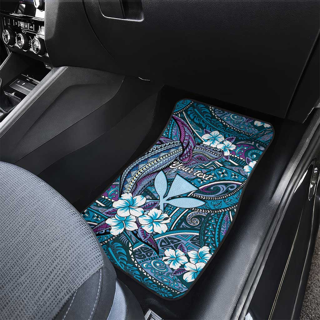 Personalised Hawaii Tribal Humpback Whale Car Mats Polu Hibiscus Seamless Pattern