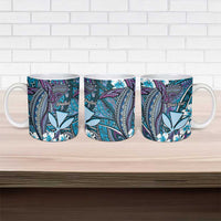 Personalised Hawaii Tribal Humpback Whale Ceramic Mug Polu Hibiscus Seamless Pattern