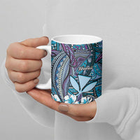 Personalised Hawaii Tribal Humpback Whale Ceramic Mug Polu Hibiscus Seamless Pattern