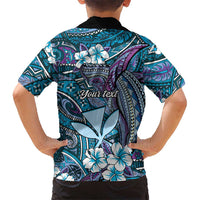Personalised Hawaii Tribal Humpback Whale Family Matching Long Sleeve Bodycon Dress and Hawaiian Shirt Polu Hibiscus Seamless Pattern LT9 - Polynesian Pride