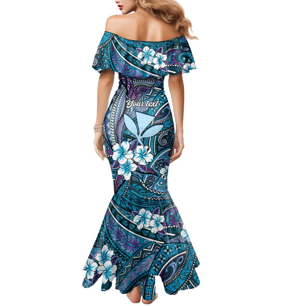 Personalised Hawaii Tribal Humpback Whale Family Matching Mermaid Dress and Hawaiian Shirt Polu Hibiscus Seamless Pattern LT9 - Polynesian Pride