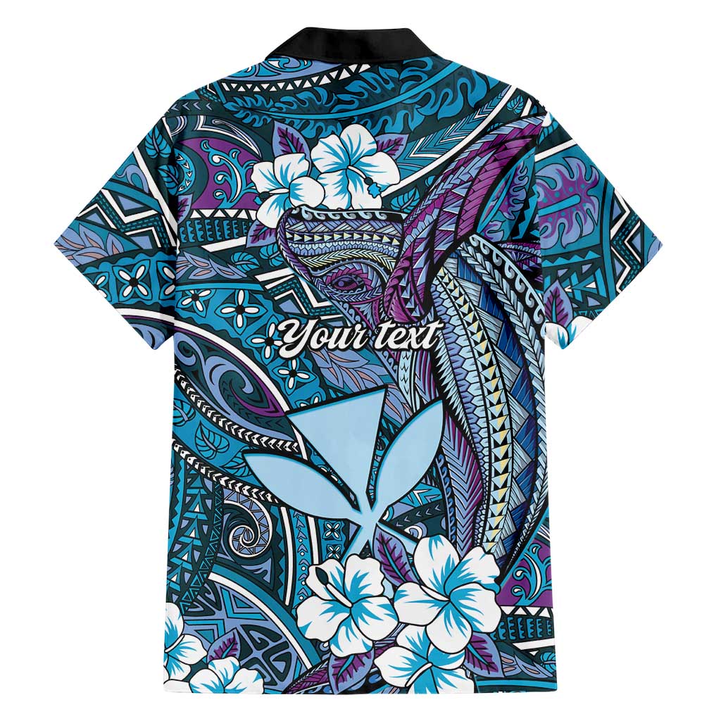 Personalised Hawaii Tribal Humpback Whale Family Matching Off Shoulder Maxi Dress and Hawaiian Shirt Polu Hibiscus Seamless Pattern