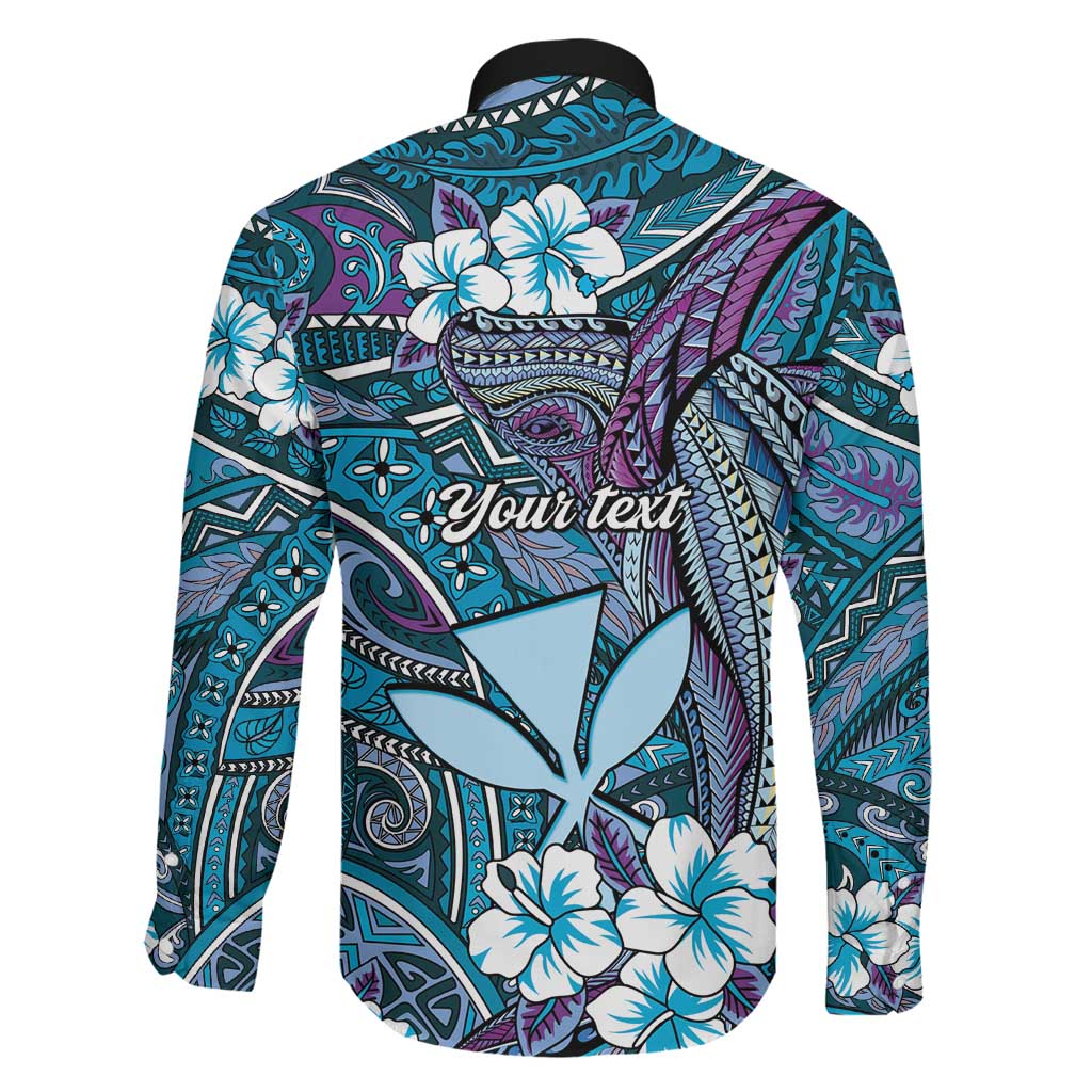 Personalised Hawaii Tribal Humpback Whale Family Matching Short Sleeve Bodycon Dress and Hawaiian Shirt Polu Hibiscus Seamless Pattern LT9 - Polynesian Pride