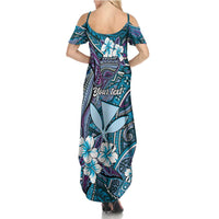 Personalised Hawaii Tribal Humpback Whale Family Matching Summer Maxi Dress and Hawaiian Shirt Polu Hibiscus Seamless Pattern