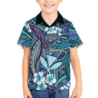 Personalised Hawaii Tribal Humpback Whale Family Matching Summer Maxi Dress and Hawaiian Shirt Polu Hibiscus Seamless Pattern