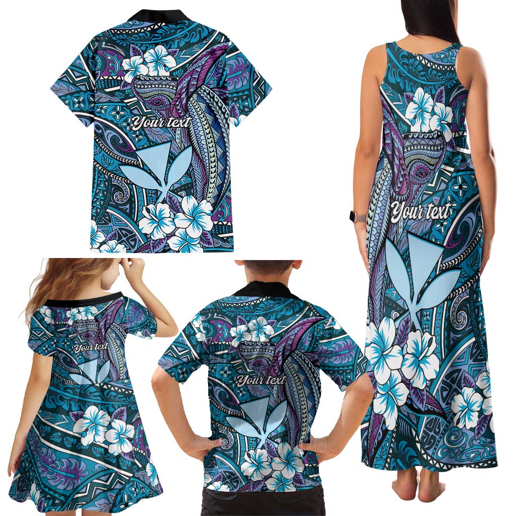 Personalised Hawaii Tribal Humpback Whale Family Matching Tank Maxi Dress and Hawaiian Shirt Polu Hibiscus Seamless Pattern LT9 - Polynesian Pride