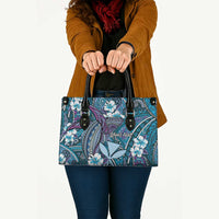 Personalised Hawaii Tribal Humpback Whale Leather Bag Polu Hibiscus Seamless Pattern