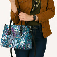 Personalised Hawaii Tribal Humpback Whale Leather Bag Polu Hibiscus Seamless Pattern