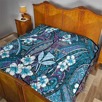 Personalised Hawaii Tribal Humpback Whale Quilt Polu Hibiscus Seamless Pattern