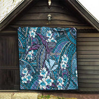 Personalised Hawaii Tribal Humpback Whale Quilt Polu Hibiscus Seamless Pattern