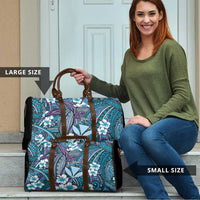 Personalised Hawaii Tribal Humpback Whale Travel Bag Polu Hibiscus Seamless Pattern