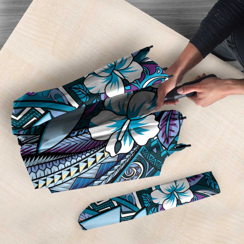 Personalised Hawaii Tribal Humpback Whale Umbrella Polu Hibiscus Seamless Pattern