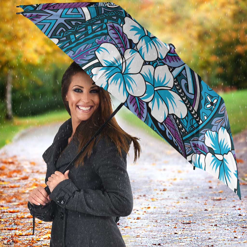 Personalised Hawaii Tribal Humpback Whale Umbrella Polu Hibiscus Seamless Pattern