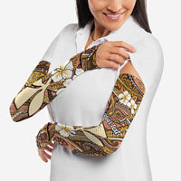 Personalised Hawaii Tribal Humpback Whale Arm Sleeves Melemele Hibiscus Seamless Pattern