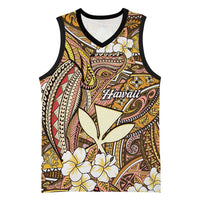 Personalised Hawaii Tribal Humpback Whale Basketball Jersey Melemele Hibiscus Seamless Pattern