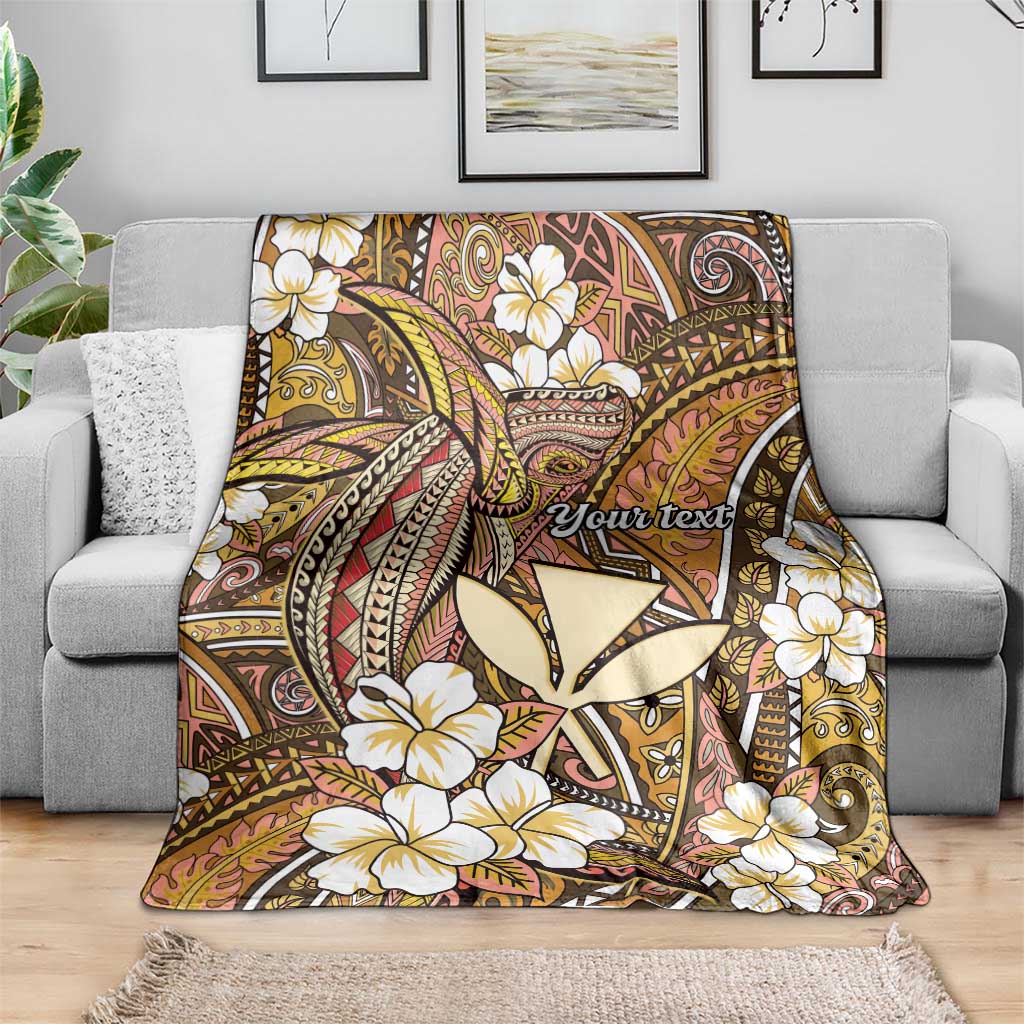 Personalised Hawaii Tribal Humpback Whale Blanket Melemele Hibiscus Seamless Pattern