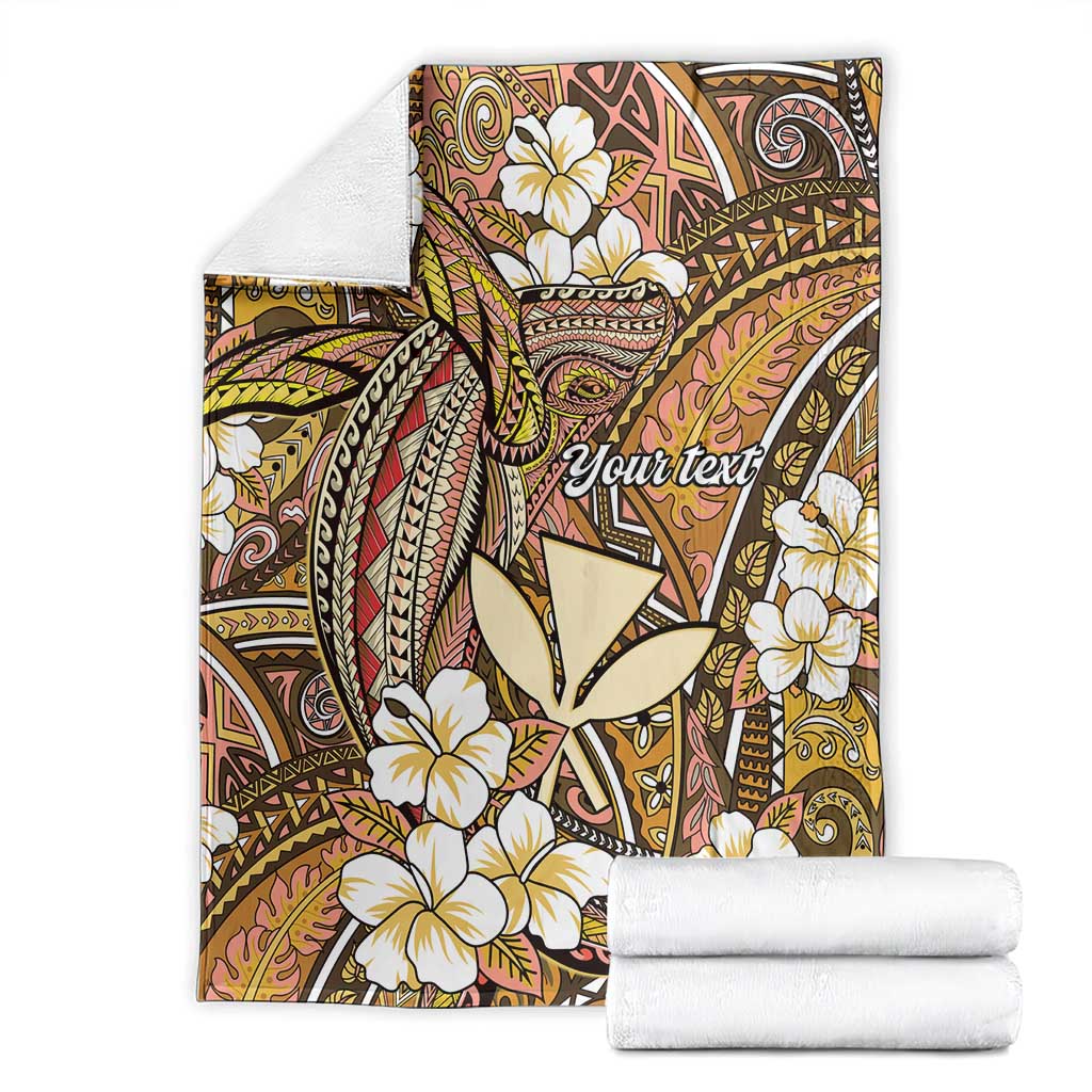 Personalised Hawaii Tribal Humpback Whale Blanket Melemele Hibiscus Seamless Pattern