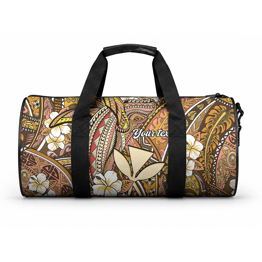 Personalised Hawaii Tribal Humpback Whale Duffle Bag Melemele Hibiscus Seamless Pattern LT9 One size Blue - Polynesian Pride