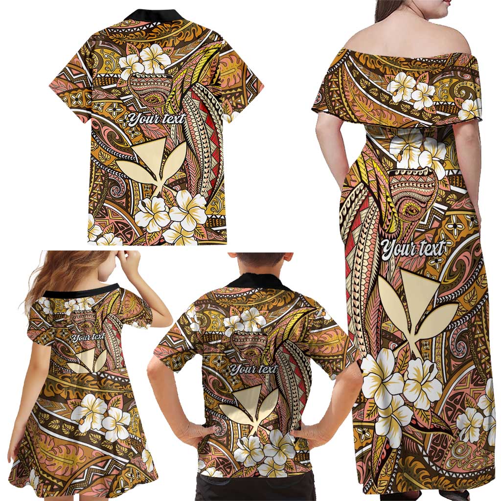 Personalised Hawaii Tribal Humpback Whale Family Matching Off Shoulder Maxi Dress and Hawaiian Shirt Melemele Hibiscus Seamless Pattern LT9 - Polynesian Pride