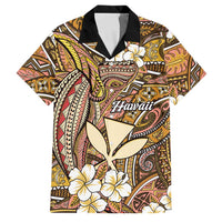 Personalised Hawaii Tribal Humpback Whale Family Matching Off Shoulder Maxi Dress and Hawaiian Shirt Melemele Hibiscus Seamless Pattern LT9 Dad's Shirt - Short Sleeve Gold - Polynesian Pride