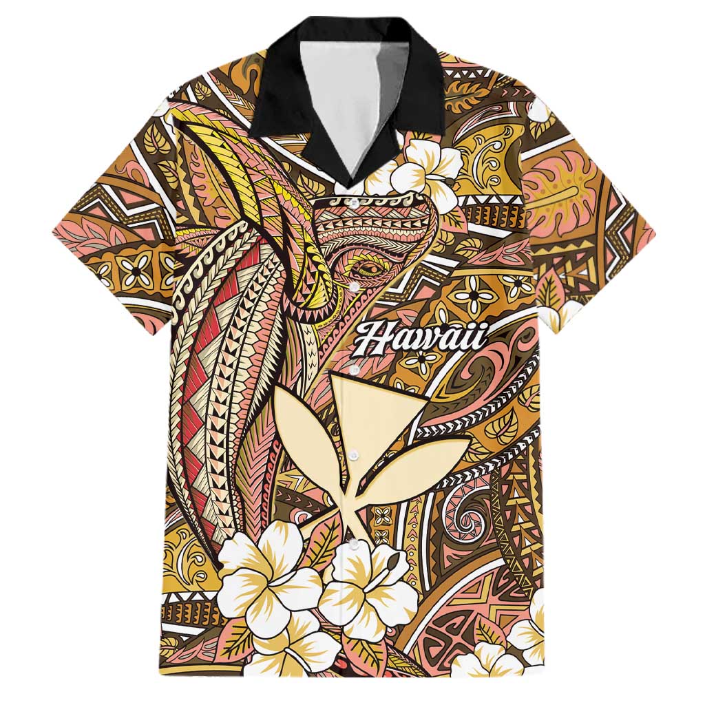 Personalised Hawaii Tribal Humpback Whale Family Matching Puletasi and Hawaiian Shirt Melemele Hibiscus Seamless Pattern