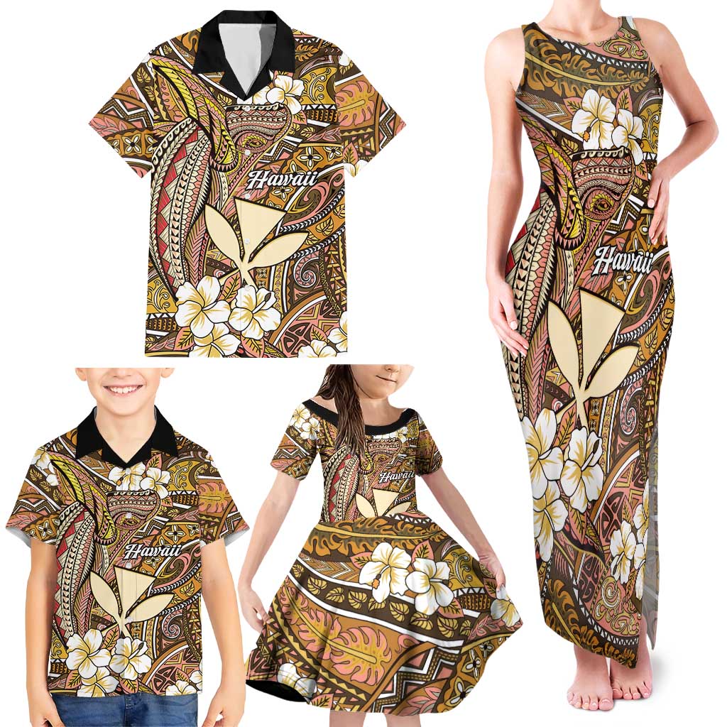 Personalised Hawaii Tribal Humpback Whale Family Matching Tank Maxi Dress and Hawaiian Shirt Melemele Hibiscus Seamless Pattern LT9 - Polynesian Pride