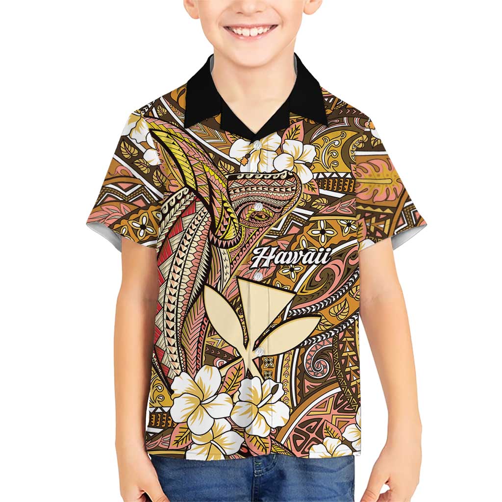 Personalised Hawaii Tribal Humpback Whale Hawaiian Shirt Melemele Hibiscus Seamless Pattern