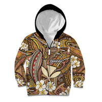 Personalised Hawaii Tribal Humpback Whale Kid Hoodie Melemele Hibiscus Seamless Pattern