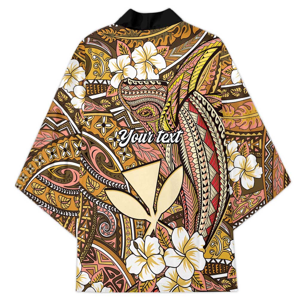 Personalised Hawaii Tribal Humpback Whale Kimono Melemele Hibiscus Seamless Pattern