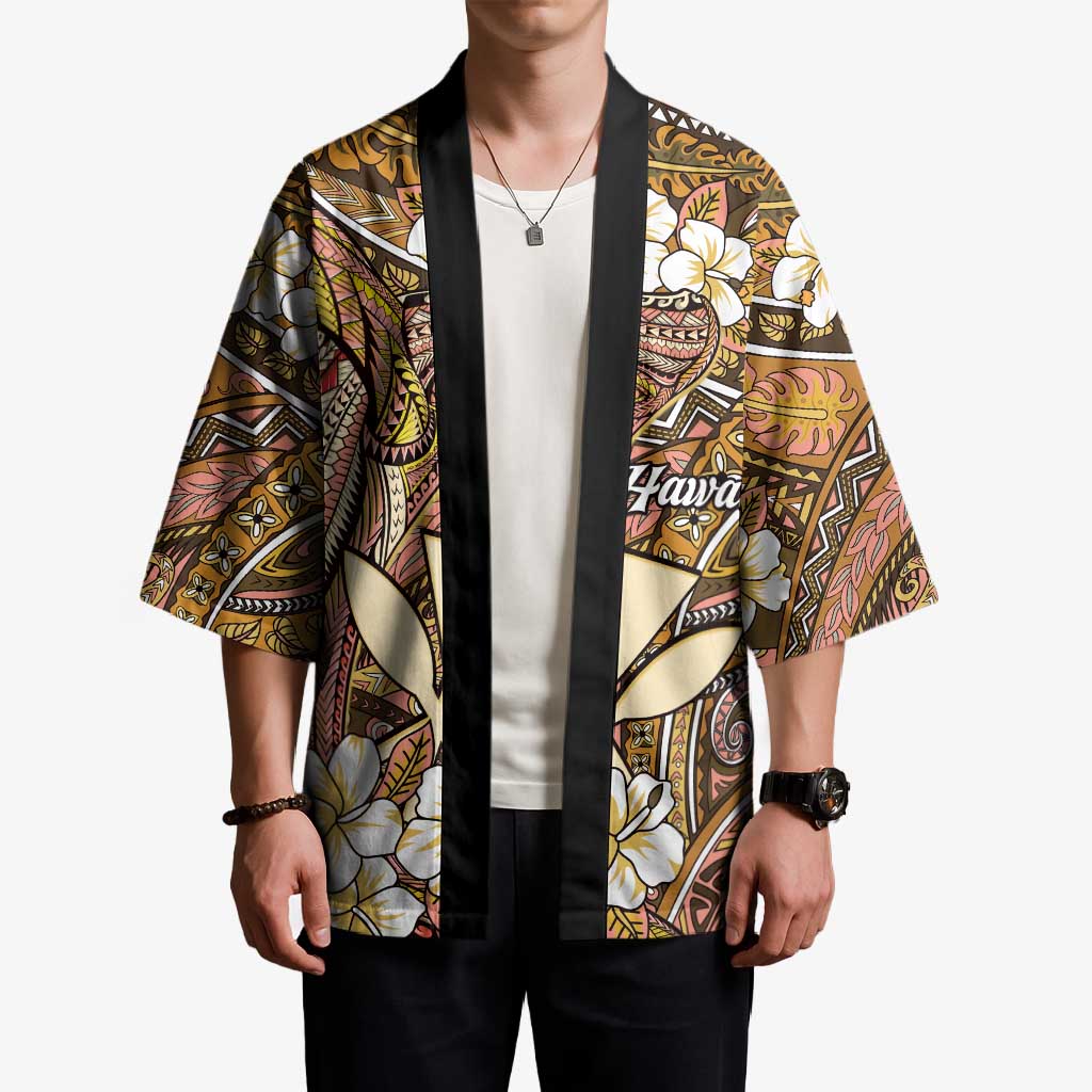 Personalised Hawaii Tribal Humpback Whale Kimono Melemele Hibiscus Seamless Pattern