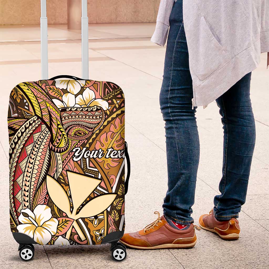 Personalised Hawaii Tribal Humpback Whale Luggage Cover Melemele Hibiscus Seamless Pattern