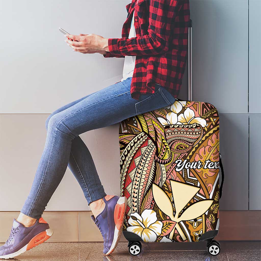 Personalised Hawaii Tribal Humpback Whale Luggage Cover Melemele Hibiscus Seamless Pattern