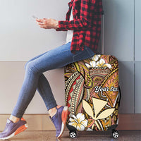 Personalised Hawaii Tribal Humpback Whale Luggage Cover Melemele Hibiscus Seamless Pattern