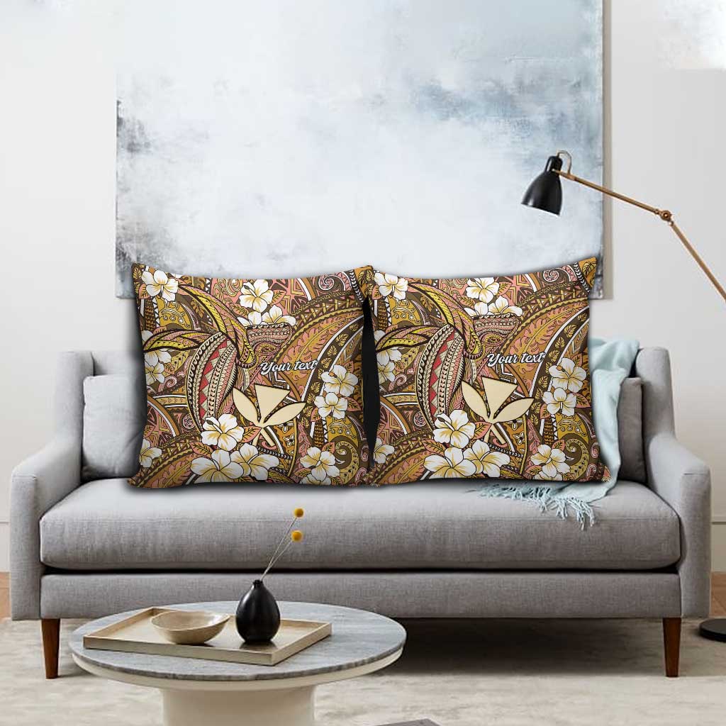 Personalised Hawaii Tribal Humpback Whale Pillow Cover Melemele Hibiscus Seamless Pattern