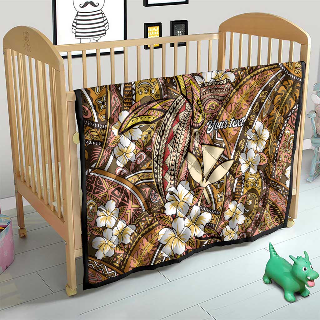 Personalised Hawaii Tribal Humpback Whale Quilt Melemele Hibiscus Seamless Pattern