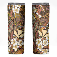 Personalised Hawaii Tribal Humpback Whale Skinny Tumbler Melemele Hibiscus Seamless Pattern